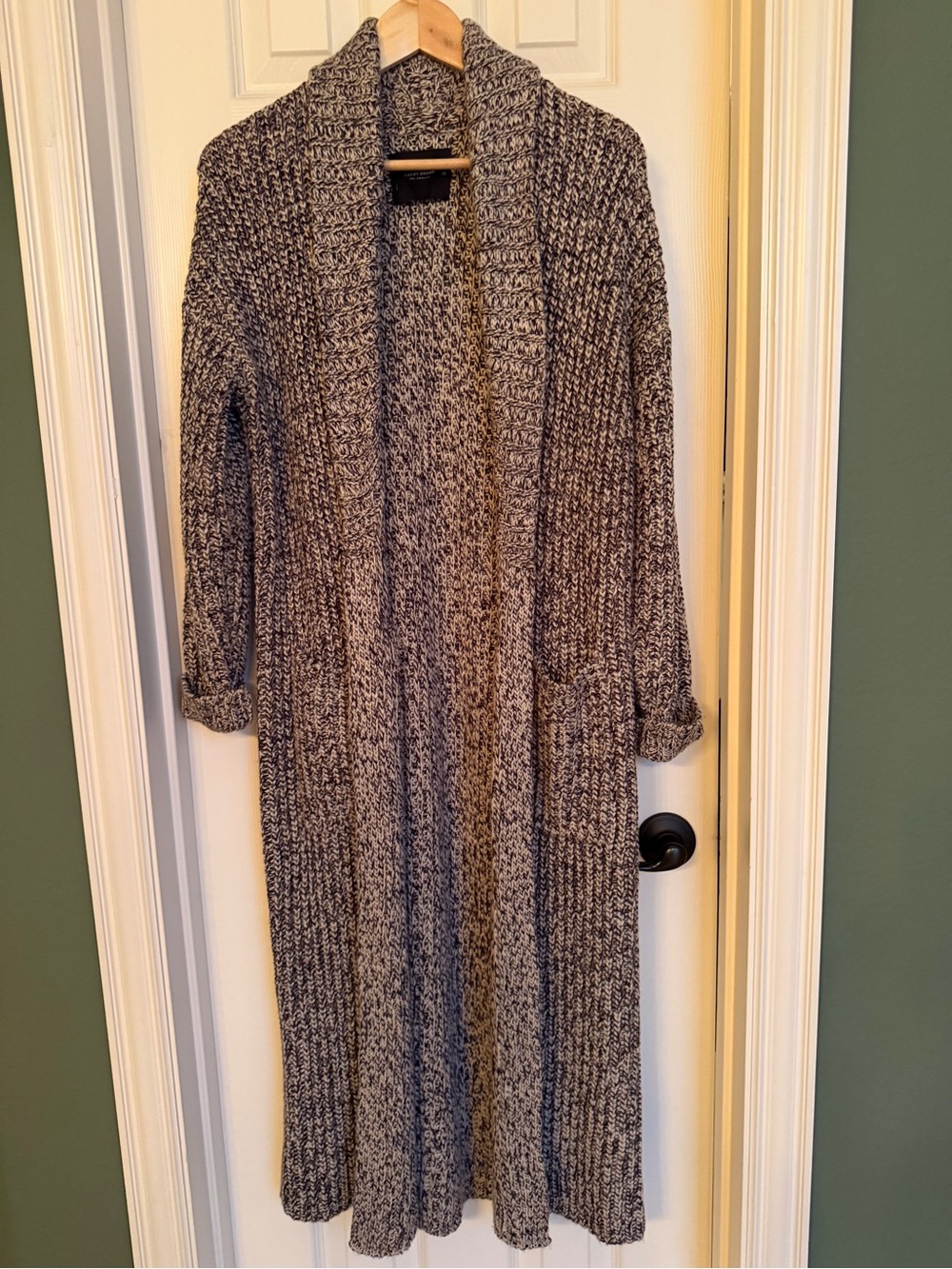 Lucky Brand Black and Cream Marled Knit Cardigan